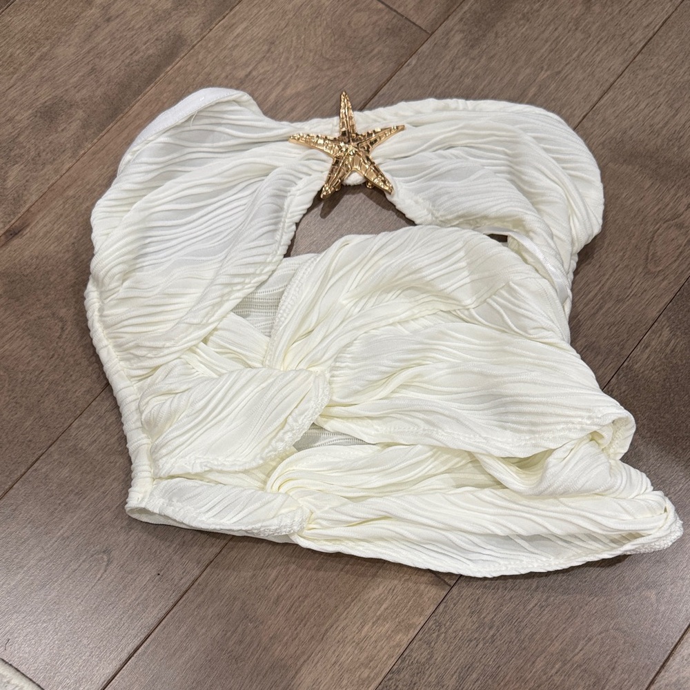 White Strapless Top with Star Detail